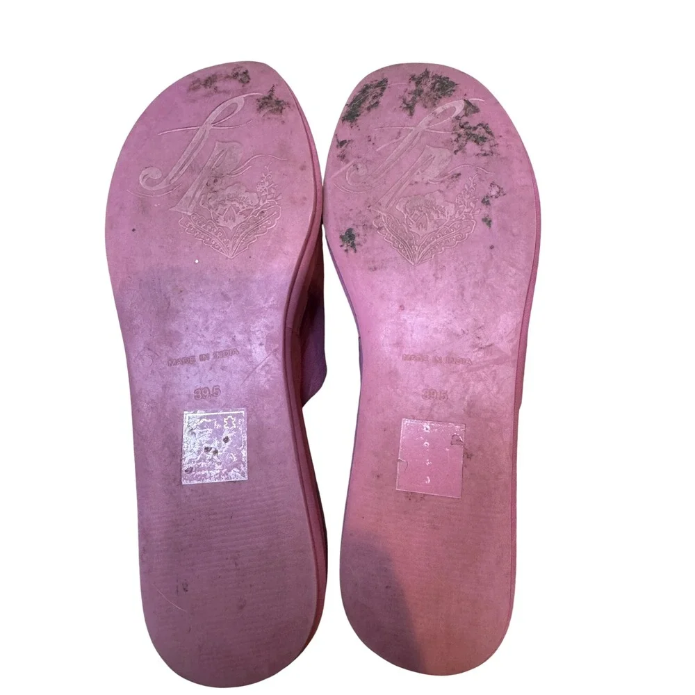 Free People Pink Leather Platform Slide Sandals Women's‎ Size 39.5